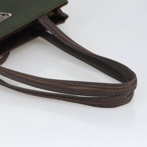 PRADA Tote Bag Nylon Khaki Brown Silver Auth 102966 - Picture 7 of 16